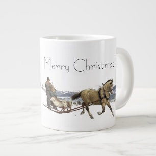 Vinter Snö Horse Sleigh Ride Jumbo Mugg