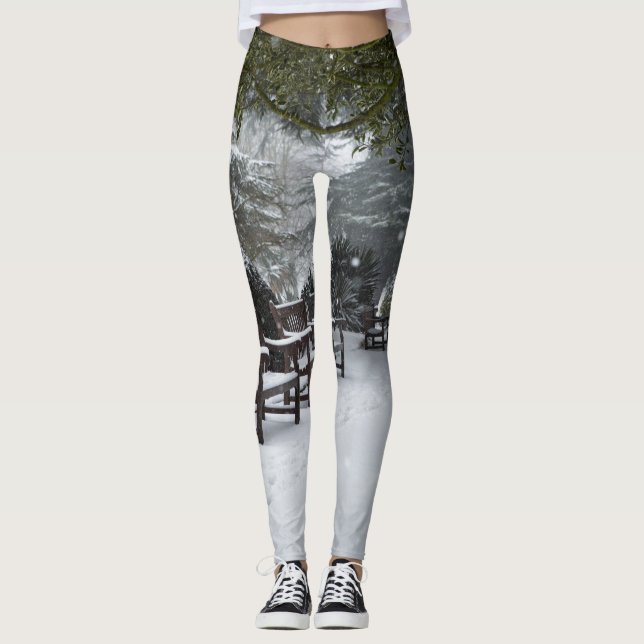 Vinter Snö i parken Leggings (Framsida)