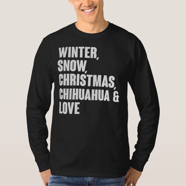 Vinter Snö jul Chihuahua och Kärlek T Shirt (Framsida)