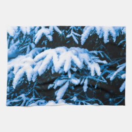Vinter snö julgran kökshandduk
