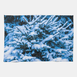 Vinter snö julgran kökshandduk
