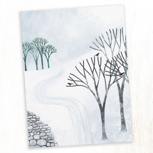 Vinter Snö Landskaps Konst Vykort