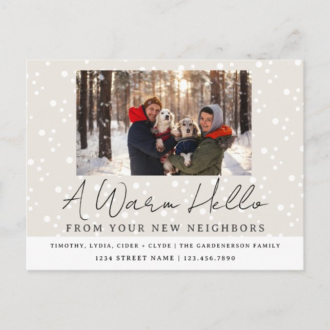 Vinter snö nya grannar foto  vykort (Framsida)