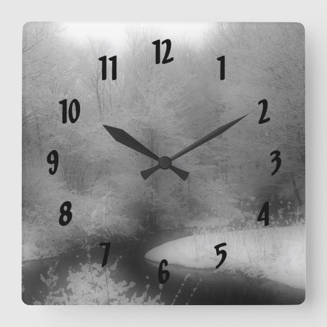 Vinter-Snö och strömmingstyp Fyrkantig Klocka (Framsida)