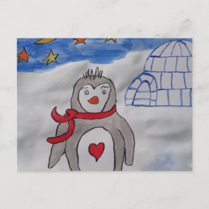 Vinter Snö Penguin-vykort Vykort