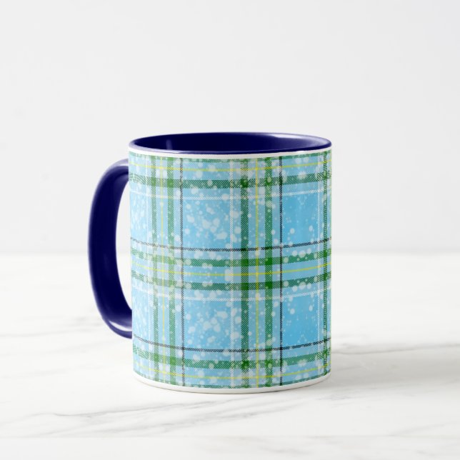 Vinter Snö Plaid Tartan Design  Mugg (Framsida vänster)