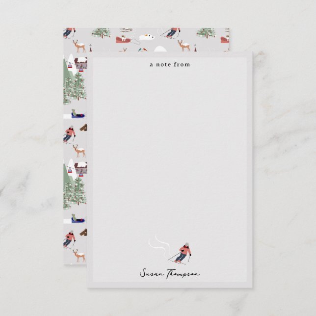 Vinter Snö Skidåkning Berg Skidbackar Landskap Anteckningskort (Fram/baksida)