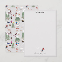 Vinter Snö Skidåkning Berg Skidbackar Landskap Anteckningskort