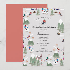 Vinter Snö Skidåkning Skid Bachelorette Helg Inbjudningar