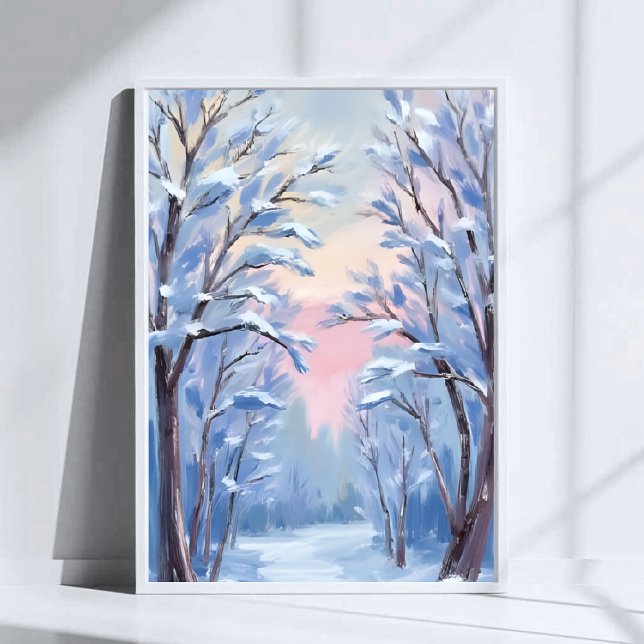 Vinter Snö Skog Akvarell Skogs Målning Poster (Skapare uppladdad)