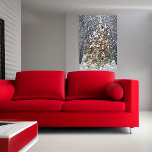 Vinter, snö, slott AI Art Poster