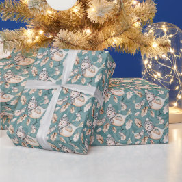 Vinter Snö Sparrow Akvarell Handmålad Presentpapper