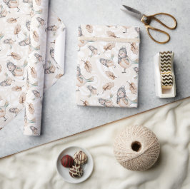 Vinter Snö Sparrow Akvarell Handmålad Presentpapper