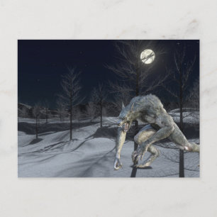 Vinter Snö Varulv Skräck Halloween Vykort