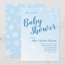 Vinter snöflinga baby shower blå pojke