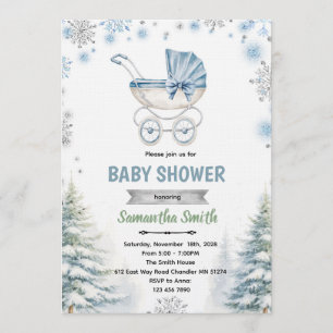 Vinter snöflinga baby shower inbjudan