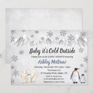 Vinter Snöflinga Baby Shower Inbjudan
