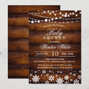 Vinter Snöflinga Baby Shower Inbjudan