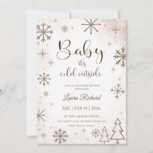 Vinter snöflinga baby shower inbjudningar