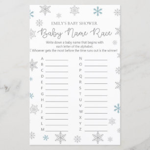 Vinter Snöflinga Baby Shower Spel UTRYCKT