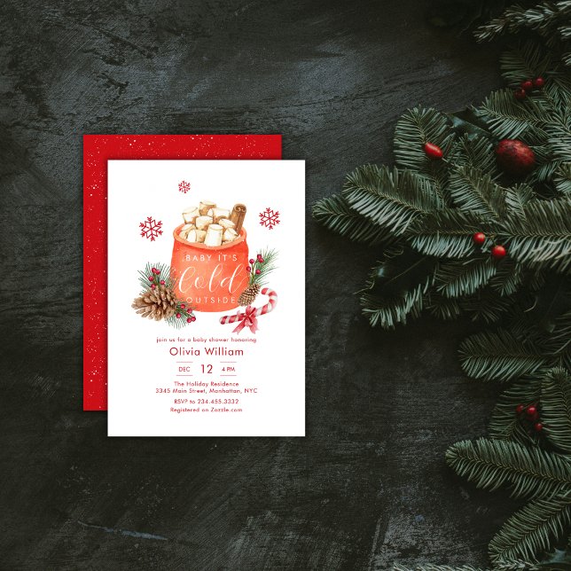 Vinter Snöflinga Festiv Kaffe Smore Babyfirande  Inbjudningar (Winter Snowflake Festive Coffee Smore Baby Shower Invitation)