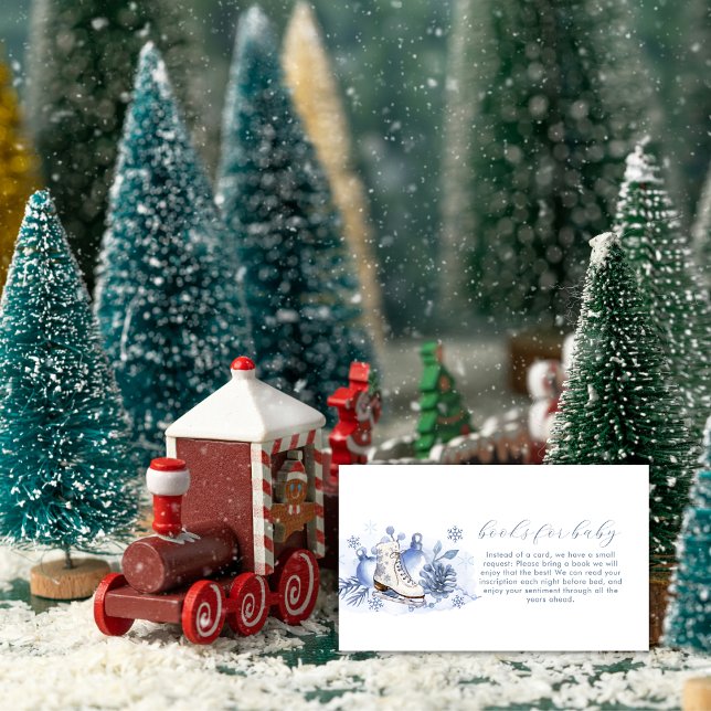 Vinter Snöflinga Is Skridsko Bok För Baby Shower Tilläggskort (Winter Snowflake Ice Skate Books For Baby Shower Enclosure Card)
