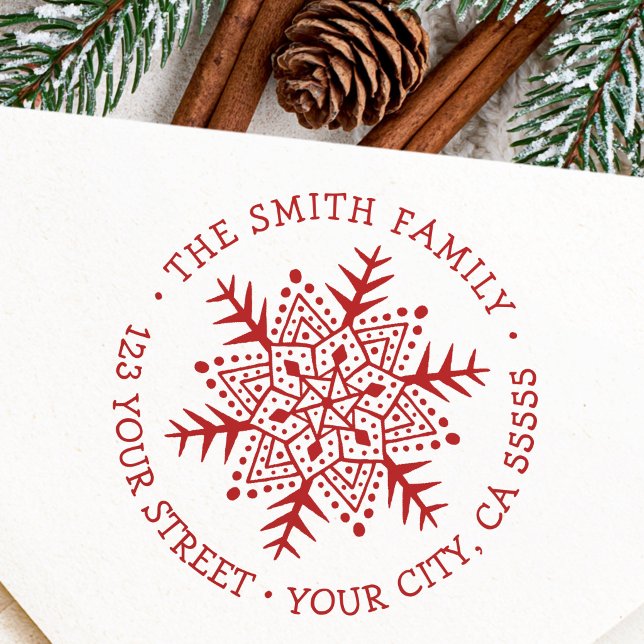 Vinter snöflinga jul helg returadress självfärgande stämpel (Winter snowflake Christmas holiday return address Self-inking Stamp)