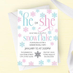 Vinter Snöflinga Köns Avslöjande Inbjudan