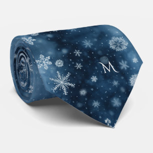Vinter Snöflinga Midnight Blå Monogram Watercolor Slips