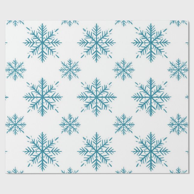 ❄️ Vinter Snöflinga Mönster Omslag Jul Presenter Presentpapper (Platt)