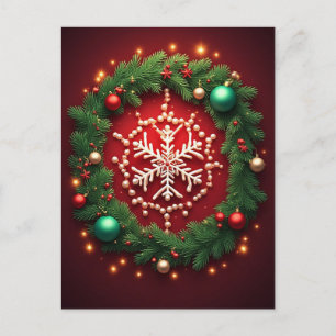 🎄 Vinter Snöflinga Ornament Magi ❄️ Festive Vykort