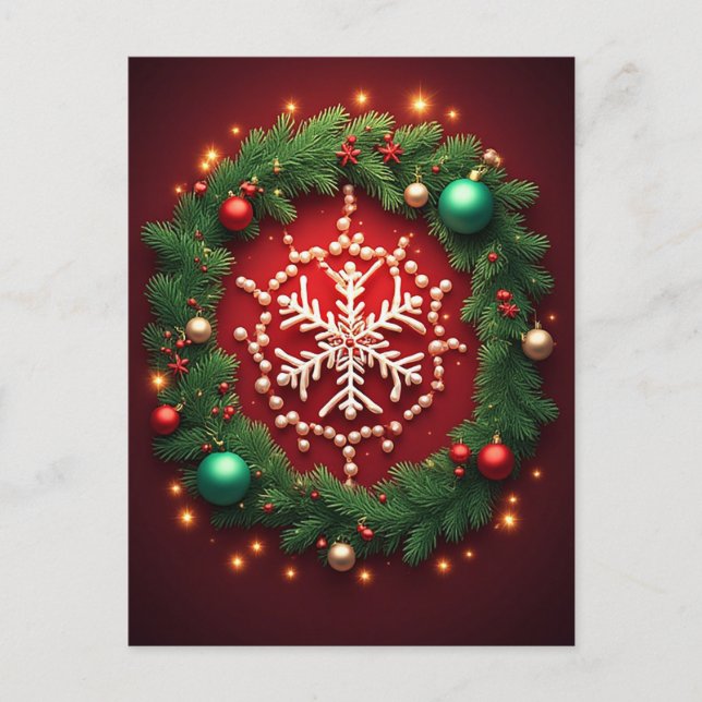 🎄 Vinter Snöflinga Ornament Magi ❄️ Festive  Vykort (Framsida)