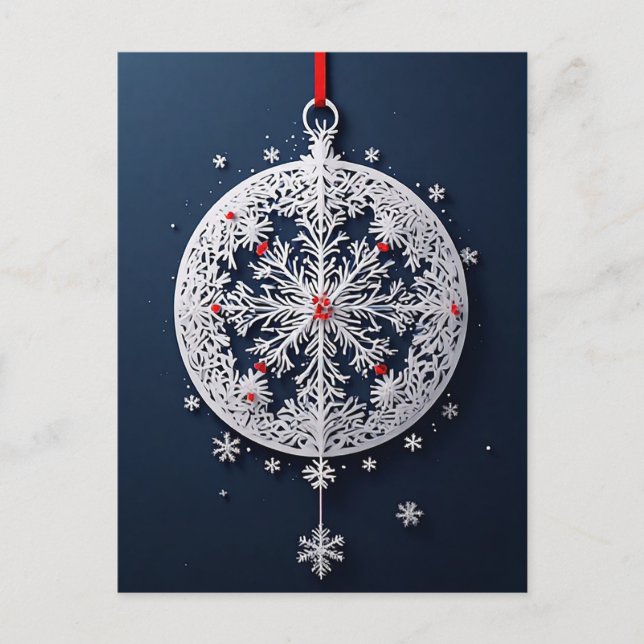 Vinter Snöflinga Prydnad Elegans 🎄❄️ Festlig Vykort (Framsida)