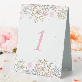 Vinter Snöflinga Rosa och Guld Baby Shower Bord N