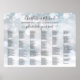 Vinter snöflingor 200 namn Bröllops sittplatser di Poster