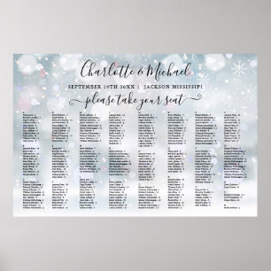 Vinter snöflingor 300 Namn Bröllops Sittplatser Di Poster