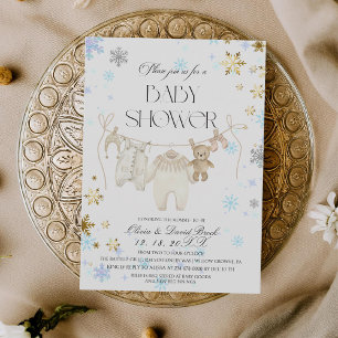 Vinter snöflingor Baby Shower Inbjudan