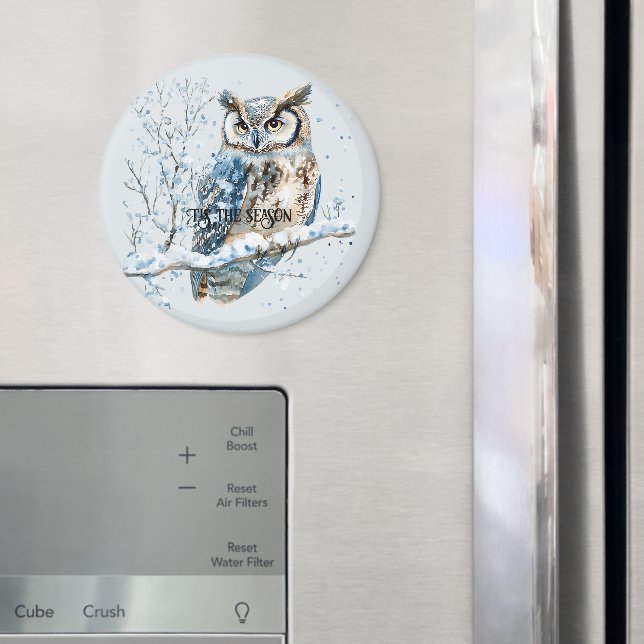 Vinter Snöflingor Blå Uggla Jul Snö Magnet (In Situ (Fridge))