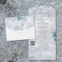 Vinter Snöflingor Blommig QR-kod Bröllop