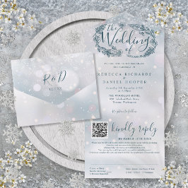 Vinter Snöflingor Boho Blommig QR-kod Bröllop