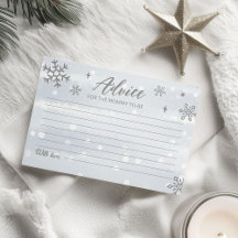 Vinter Snöflingor Boy Baby Shower Advice-kort