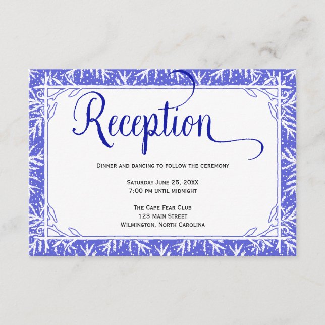 Vinter Snöflingor Bröllopsmottagning Kort (Framsida)