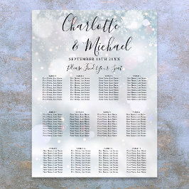 Vinter Snöflingor Bröllopsplatskarta Poster