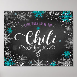 Vinter Snöflingor Chili Bar Fest Bord Skylt