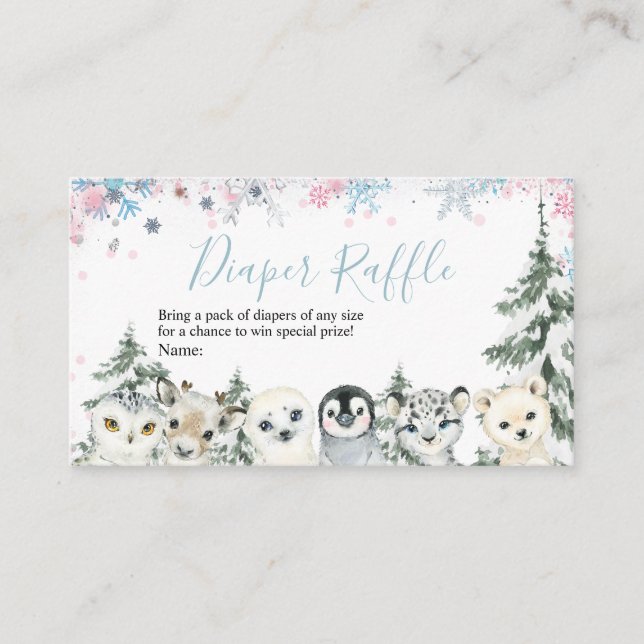 Vinter-Snöflingor-djurartiklar, hårbotten Tilläggskort (Framsida)