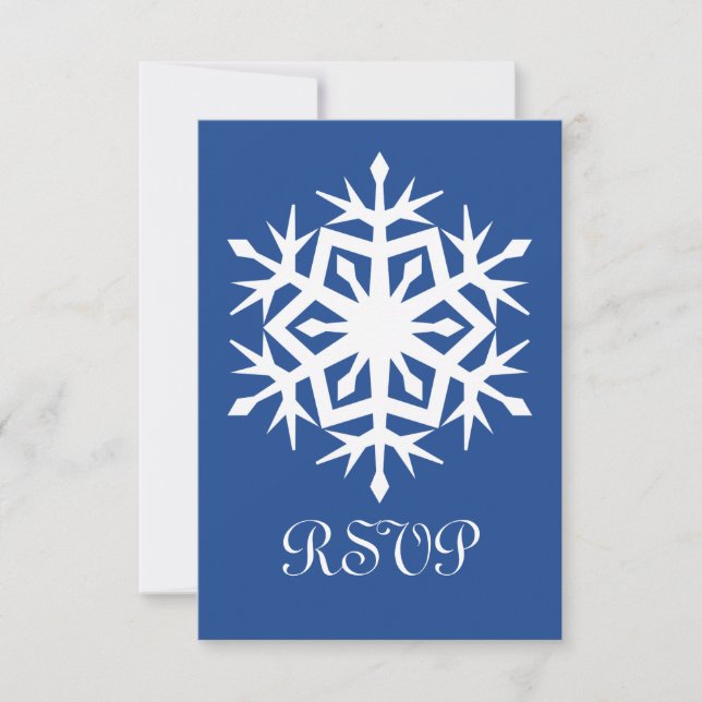 Vinter Snöflingor i Blått RSVP-kort OSA Kort (Framsida)