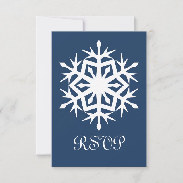 Vinter snöflingor i Navy RSVP-kort OSA Kort (Framsida)