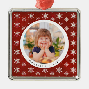 Vinter Snöflingor Photo Namn jul Ornament