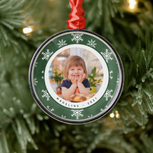 Vinter Snöflingor Ram Photo Jul Ornament