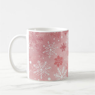 Vinter Snöflingor Rosa och Vit Kaffemugg